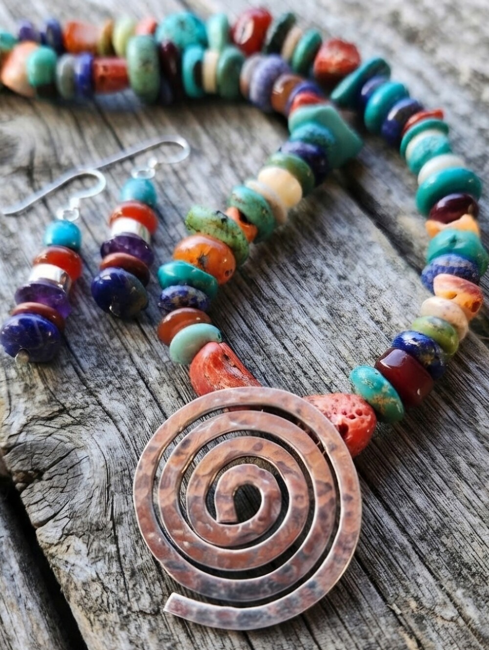 Sterling Silver Multi Gemstone Necklace Set